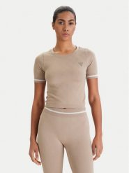 Guess T-Shirt V6RP02 Z4692 Beżowy Slim Fit. Brązowe t-shirty Guess, s, z aplikacjami, z syntetyku, bez kołnierzyka, bez ramiączek. Za 219.99 zł.