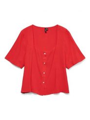 Vero Moda Bluzka w kolorze czerwonym rozmiar: XS. Czerwone bluzki Vero Moda, s, bez wzorów, z wiskozy, klasyczne, bez kołnierzyka, bez ramiączek. Za 57.33 zł.