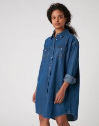 WRANGLER DENIM WESTERN DRESS MID DAMSKA SUKIENKA INDIGO W9P6LWX8E 112132457. Niebieskie sukienki Wrangler, s, bez wzorów, z denimu, bez kołnierzyka, bez ramiączek. Za 269.99 zł.