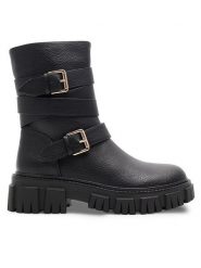DeeZee Botki NEYLAN H25398-7 Czarny. Czarne botki DeeZee, bez wzorów, z syntetyku, bez obcasa, na płaskiej podeszwie, bez zapięcia. Za 89.99 zł.