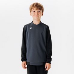 Bluza do piłki nożnej Kipsta Essential Club. Czarne bluzy KIPSTA, bez wzorów, z elastanu, eleganckie, bez ramiączek, bez kaptura. W wyprzedaży za 39.99 zł.