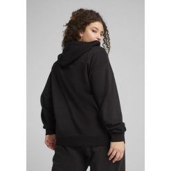 Damska rozpinana bluza z kapturem i małym logo ESS Comfort PUMA Black. Czarne bluzy Puma, m, bez wzorów, eleganckie, bez ramiączek, z kapturem. W wyprzedaży za 124.00 zł.