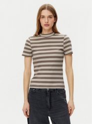 Noisy May T-Shirt Elinor 27033178 Beżowy Slim Fit. Brązowe t-shirty Noisy May, s, bez wzorów, z bawełny, bez kołnierzyka, bez ramiączek. Za 59.99 zł.