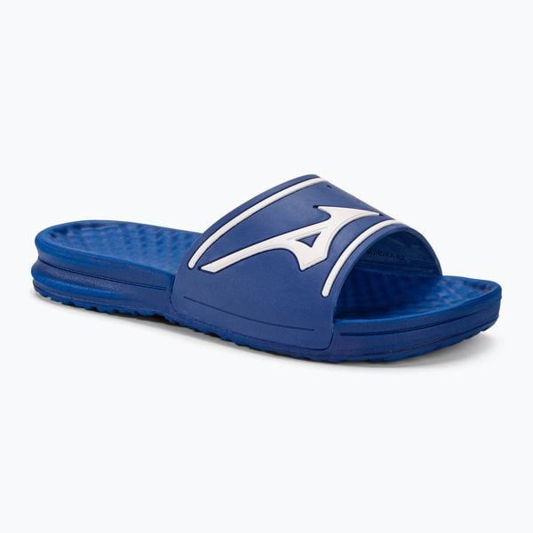 Klapki Mizuno Relax Slide. Niebieskie klapki Mizuno, bez wzorów, z tworzywa sztucznego, bez obcasa, bez zapięcia. Za 161.50 zł.