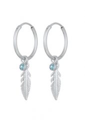 Elli Damskie kolczyki kółka wisiorek pióro boho z kryształem ze srebra próby 925 Sterling Silver Kolczyki koła 1 ct. Szare kolczyki Elli, z kryształem, srebrne. Za 253.99 zł.