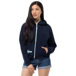 Bluza trekkingowa damska Jack Wolfskin Starboard. Niebieskie bluzy Jack Wolfskin, bez wzorów, z bawełny, z kapturem, trekkingowe. Za 260.70 zł.