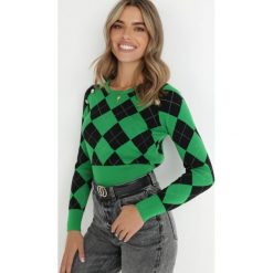 Zielony Sweter Kinteem. Zielone swetry Born2be, m, bez wzorów, z dzianiny, eleganckie, bez ramiączek. W wyprzedaży za 89.99 zł.