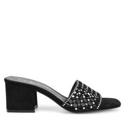 Klapki Eva Minge. Czarne klapki Eva Minge, bez wzorów, bez obcasa, bez zapięcia. Za 319.99 zł.