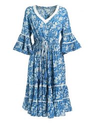 BLE Sukienka w kolorze niebieskim rozmiar: onesize. Niebieskie sukienki BLE, bez wzorów, z bawełny, bez kołnierzyka, bez ramiączek, maxi, rozkloszowane. Za 118.56 zł.