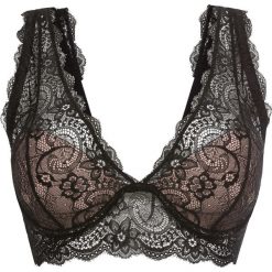 Bluza rozpinana bonprix czarno-biały wzorzysty. Czarne biustonosze bonprix, bez wzorów, bez ramiączek, bez kaptura. Za 129.99 zł.