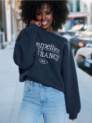 Bluza - granatowy. Niebieskie bluzy Sinsay, l, bez wzorów, bez ramiączek, bez kaptura. Za 35.99 zł.