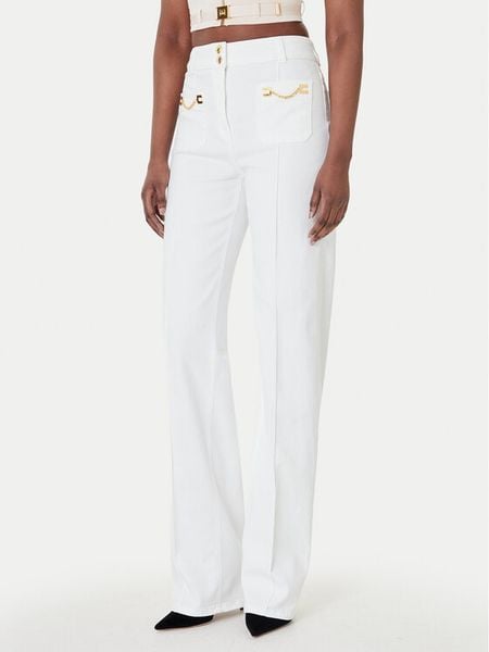 Elisabetta Franchi Jeansy PJ-25D-61E2 Biały Regular Fit. Białe jeansy Elisabetta Franchi, bez wzorów, z bawełny. Za 1,080.99 zł.