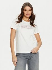 Guess T-Shirt W5RI19 I3Z14 Biały Regular Fit. Białe t-shirty Guess, xs, z aplikacjami, z bawełny, bez kołnierzyka, bez ramiączek. Za 119.99 zł.