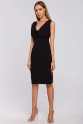 Sukienka elegancka wieczorowa z lejącej tkaniny z koronką. Sukienki Sukienki.shop, na imprezę, xxl, bez wzorów, z koronki, eleganckie, bez kołnierzyka, bez ramiączek. Za 319.00 zł.