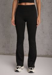 Czarne Legginsy Flare High Waist Ozdobione z Tyłu Modelującym Marszczeniem Deinoreia. Czarne legginsy Renee, bez wzorów, z jeansu, casualowe. Za 69.99 zł.