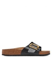 Birkenstock Klapki Catalina Cushion Buckle 1029481 Czarny. Czarne klapki Birkenstock, bez wzorów, ze skóry, bez obcasa, bez zapięcia. Za 499.99 zł.