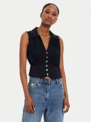 Morgan Top 242-OPLI Granatowy Slim Fit. Niebieskie topy Morgan, bez wzorów, z syntetyku, bez kołnierzyka, bez ramiączek. Za 249.99 zł.