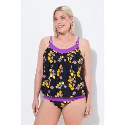 Damskie Tankini cytryny miękkie miseczki okrągły dekolt regulowane ramiączka. Czarne bikini Ulla Popken, bez wzorów, z elastanu. Za 279.99 zł.