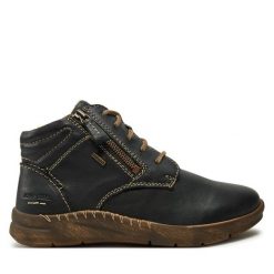 Botki Josef Seibel. Czarne botki Josef Seibel, bez wzorów, bez obcasa, na płaskiej podeszwie, bez zapięcia. Za 419.99 zł.