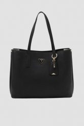 GUESS Czarna damska shopperka Meridian Girlfriend. Czarne shopper bag Guess, z aplikacjami, ze skóry ekologicznej, eleganckie, bez dodatków. W wyprzedaży za 344.99 zł.
