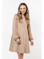 Awama Sukienka w kolorze beżowym rozmiar: XL. Brązowe sukienki Awama, xl, bez wzorów, bez kołnierzyka, bez ramiączek, midi. Za 163.26 zł.