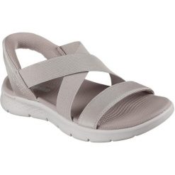 Sandały damskie Skechers Go Walk Flex Sandal Glimmer. Brązowe sandały Skechers, bez wzorów, z materiału, bez obcasa, bez zapięcia. Za 490.00 zł.