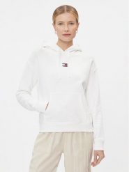 Tommy Jeans Bluza Badge DW0DW17326 Biały Boxy Fit. Białe bluzy Tommy Jeans, xs, bez wzorów, z bawełny, bez kaptura. Za 249.99 zł.