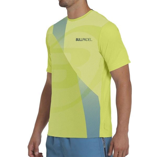 Bullpadel Brumo T-shirt. Żółte t-shirty bullpadel, bez wzorów, sportowe, bez kołnierzyka, bez ramiączek. W wyprzedaży za 143.50 zł.