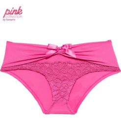Figi "panty" Piink Collection, z koronką i marszczeniem bonprix matowy różowy. Bokserki damskie marki bonprix. Za 16.99 zł.