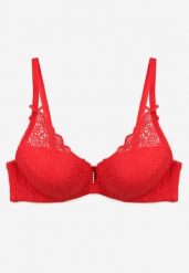 Czerwony Biustonosz Full Cup Ozdobiony Koronką Naave. Czerwone biustonosze Renee, z aplikacjami, z koronki. W wyprzedaży za 31.99 zł.