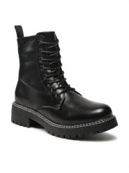 Jenny Fairy Trapery WS5218-05-B Czarny. Czarne traperki Jenny Fairy, bez wzorów, ze skóry, bez obcasa, bez zapięcia. Za 95.99 zł.