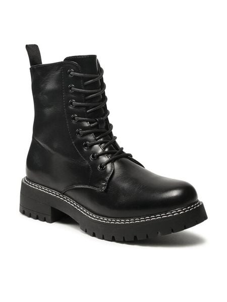 Jenny Fairy Trapery WS5218-05-B Czarny. Czarne traperki Jenny Fairy, bez wzorów, ze skóry, bez obcasa, bez zapięcia. Za 95.99 zł.