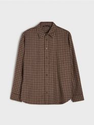 Flanelowa koszula oversize w kratę - wielobarwny. Koszule Sinsay, l, bez wzorów, bez kołnierzyka, bez ramiączek. Za 49.99 zł.