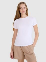 4F T-shirt slim gładki damski (2-pack) - multikolor XS. Białe t-shirty 4f, xs, bez wzorów, z bawełny, klasyczne, bez kołnierzyka, bez ramiączek. Za 79.99 zł.
