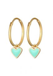 Elli Damskie kolczyki kółka z zawieszką serce z emalią w kolorze fioletowym z pozłacanego srebra próby 925 Sterling Silver Kolczyki 1 ct. Fioletowe kolczyki Elli, pozłacane. Za 279.64 zł.