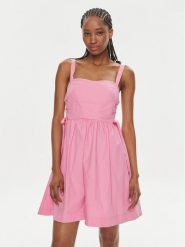 Pinko Sukienka letnia Amazonia 103566 A1WP Różowy Regular Fit. Czerwone sukienki Pinko, bez wzorów, z bawełny, bez kołnierzyka, bez ramiączek. Za 569.99 zł.