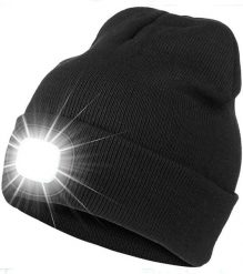 Czapka unisex z lampką led usb ładowana. Czarne czapki zimowe SPORTENZIA, bez wzorów, z materiału, biznesowe. Za 91.99 zł.