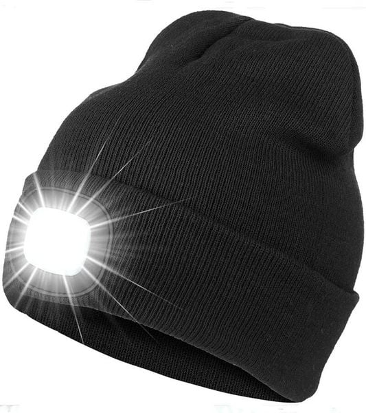 Czapka unisex z lampką led usb ładowana. Czarne czapki zimowe SPORTENZIA, bez wzorów, z materiału, biznesowe. Za 91.99 zł.