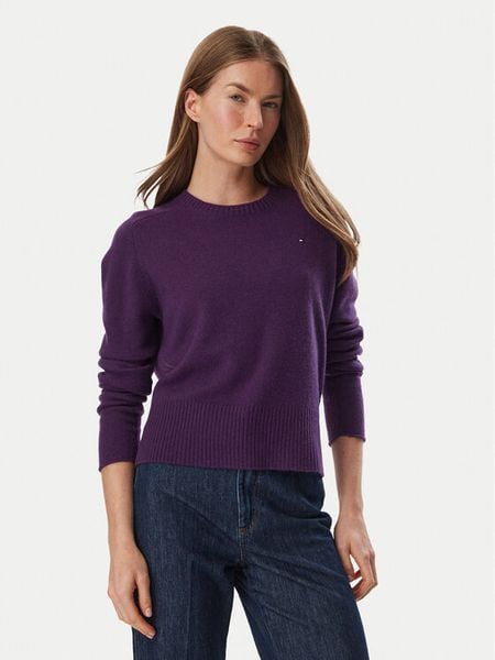 Tommy Hilfiger Sweter WW0WW51432 Fioletowy Regular Fit. Fioletowe swetry Tommy Hilfiger, xxs, bez wzorów, z wełny, bez ramiączek. Za 649.99 zł.