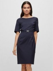 Boss Sukienka codzienna Daleah 50490041 Granatowy Slim Fit. Niebieskie sukienki Boss, na co dzień, bez wzorów, z wełny, bez kołnierzyka, bez ramiączek, proste. Za 869.99 zł.