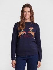 Pieces Sweter 17121018 Granatowy Regular Fit. Niebieskie swetry Pieces, l, bez wzorów, z syntetyku, bez ramiączek. Za 179.99 zł.