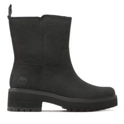 Botki Timberland. Czarne botki Timberland, bez wzorów, bez obcasa, na słupku, bez zapięcia. Za 439.99 zł.