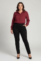 Eleganckie czarne spodnie Jeangaliny02 o kroju regular PLUS SIZE XXL OVERSIZE JESIEŃ. Czarne spodnie materiałowe Moda Size Plus Iwanek, bez wzorów, z bawełny, eleganckie. Za 199.90 zł.