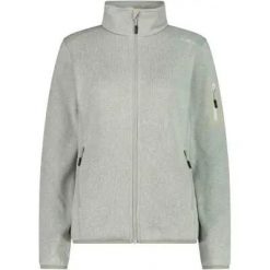 Kurtka polarowa Knit-Tech damska 100% poliester – 11FV Pistaccio-Bianco. Zielone kurtki CMP, bez wzorów, z polaru, bez kaptura. Za 245.50 zł.