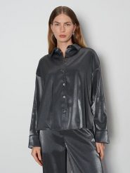 Someday Koszula "Zolda" w kolorze srebrnym rozmiar: 38. Szare koszule someday., bez wzorów, z wiskozy, bez kołnierzyka, bez ramiączek. Za 173.99 zł.