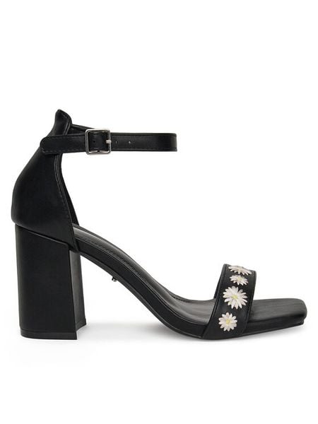 DeeZee Sandały F5207-2 Czarny. Czarne sandały DeeZee, bez wzorów, z materiału, bez obcasa, na słupku, bez zapięcia. Za 90.99 zł.