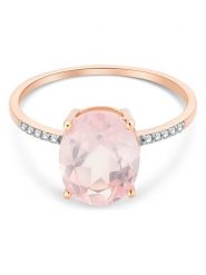 Diamant Exquis Złoty pierścionek z diamentami i różowym kwarcem rozmiar: 48. Czerwone pierścionki Diamant Exquis, z diamentem, złote. Za 782.99 zł.