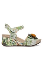 Laura Vita Sandały Barry 36 Zielony. Zielone sandały LAURA VITA, bez wzorów, ze skóry, bez obcasa, na koturnie, bez zapięcia. Za 439.99 zł.