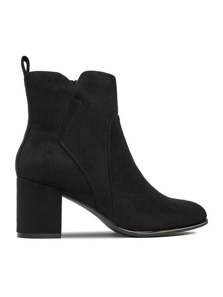JENNY Botki CEO-CD24-242H-2 Czarny. Czarne botki Jenny, bez wzorów, z materiału, bez obcasa, na słupku, bez zapięcia. Za 139.99 zł.