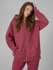 4F Bluza dresowa regular z kapturem damska - burgundowy L. Czerwone bluzy z kapturem 4f, l, bez wzorów, z dresówki, z kapturem. Za 179.99 zł.
